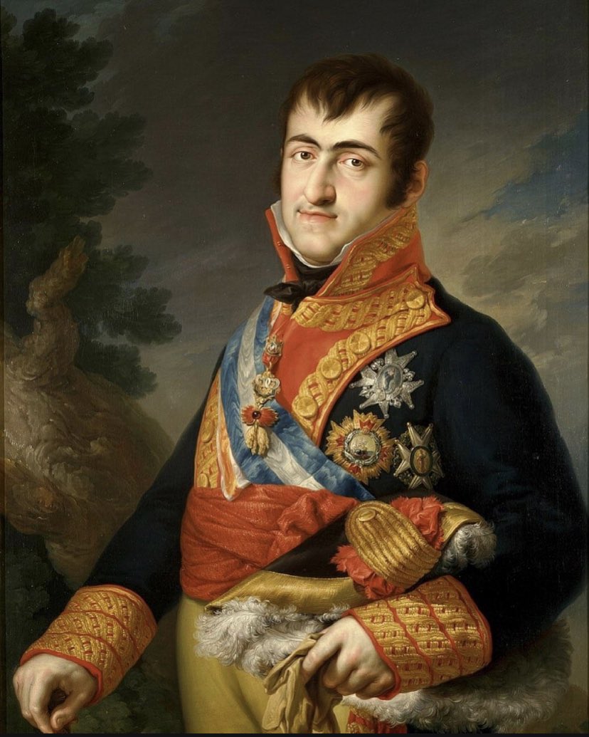 napoleonicaward's tweet photo. Decorations of Fernando VII, King of Spain in the uniform of Captain General. From left to right: Order of the Golden Fleece, Order of Carlos III. Below: Order of Isabel la Católica and Order of San Fernando.#phaleristics #phaleristique #napoleonischekriege #napoleonicwars #spain https://t.co/XmpfxHxL7q