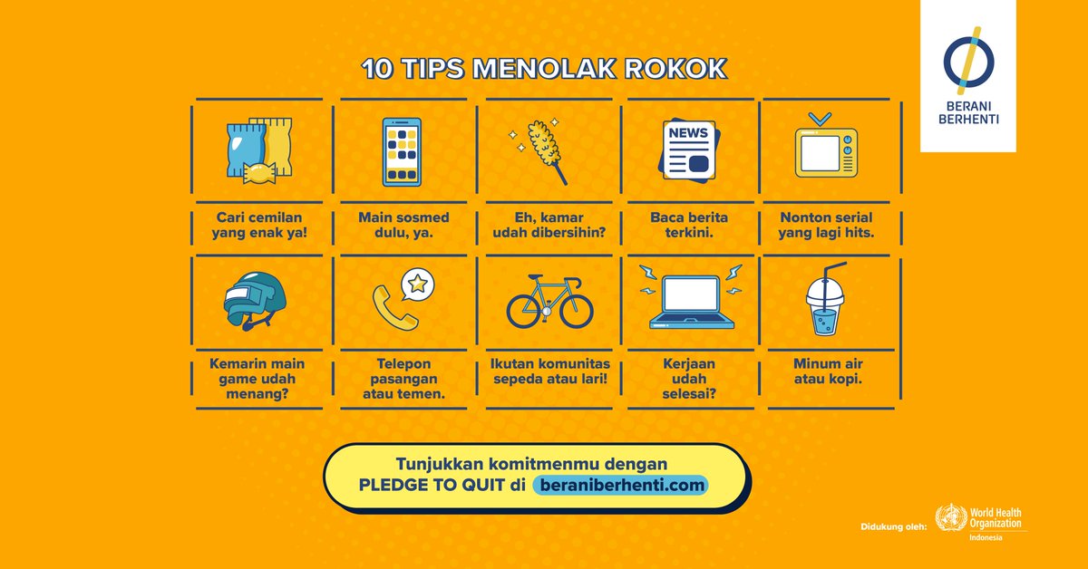 berani_berhenti's tweet photo. Psst… Sini, Mimin kasih bocoran tips biar kalian bisa buang jauh-jauh keinginan untuk merokok!
Semoga ini bisa bantu kamu #BeraniBerhenti #merokok ya! https://t.co/ui6hM1aQlF
