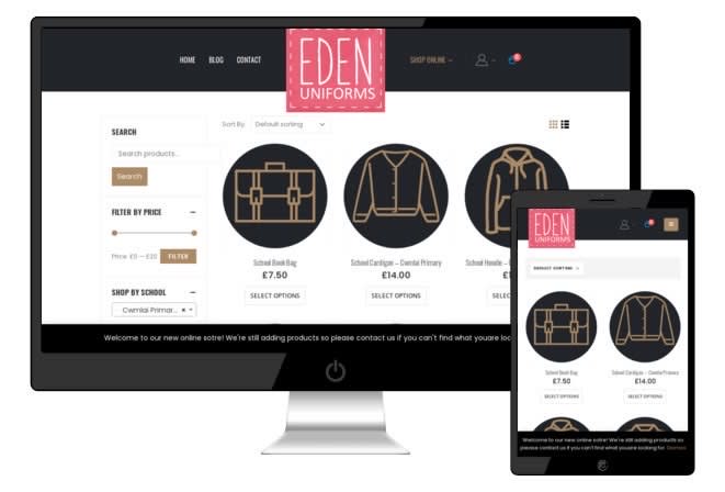 Fully responsive E-commerce site completed for Eden Uniforms - edenuniforms.com