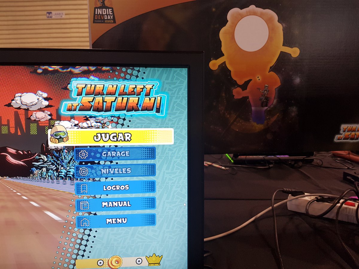 ⬅️ Turn left at Saturn 🪐 (@siunnestudios) on Twitter photo Encendiendo motores que ya empieza la <a href="/IndieDevDay/">IndieDevDay</a>!
Pásate por la feria y prueba lo último de Turn Left at Saturn! Encendiendo motores que ya empieza la <a href="/IndieDevDay/">IndieDevDay</a>!
Pásate por la feria y prueba lo último de Turn Left at Saturn!