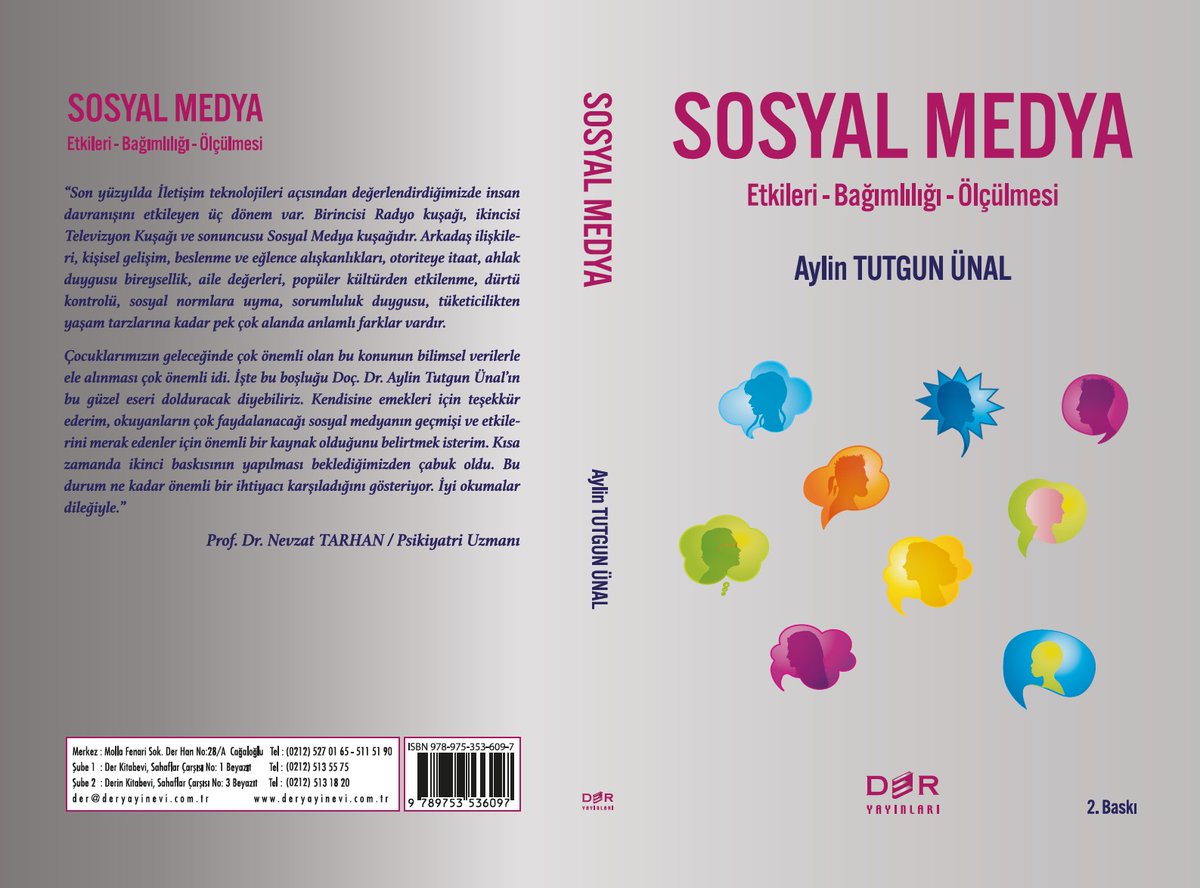 Sosyal Medya: Etkileri-Bağımlılığı-Ölçülmesi kitabımın 2. Baskısı yeni kapağı ve güncel içeriğiyle önümüzdeki günlerde raflarda ve kitap satış sitelerinde yerini alıyor. <a href="/KitabeviDer/">Der Yayınevi</a> <a href="/uskudaruni/">Üsküdar Üniversitesi</a> #sosyalmedya