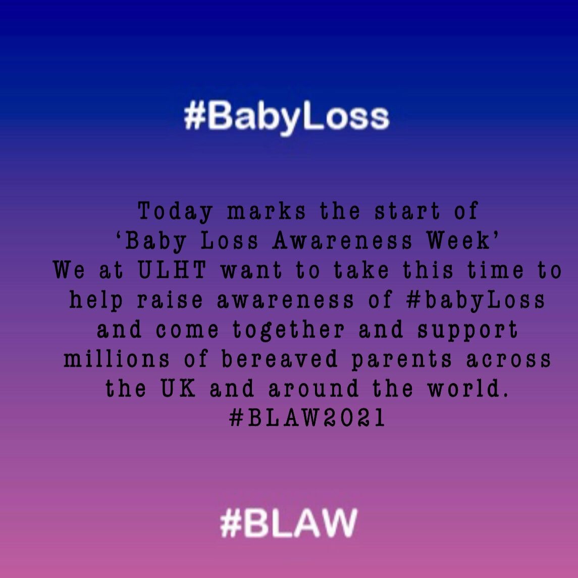 ULHT PilgrimBoston Maternity (@ulhtmaternityph) on Twitter photo Today marks the start of Baby Loss Awareness Week.
#ulhtmaternity #BLAW #babyloss
<a href="/GroobyLibby/">Libby Grooby</a> <a href="/emmadewey1/">emmaupjohn</a> @ang08davies <a href="/KarenDunderdale/">Prof Karen Dunderdale PhD RN</a> <a href="/ULHT_News/">NHS United Lincs</a> <a href="/MVPLincs/">Lincolnshire MVP</a> <a href="/CommMidwivesULH/">ULHT comm midwives</a> <a href="/betterbirthlinc/">Better Births Lincs ๐</a> Today marks the start of Baby Loss Awareness Week.
#ulhtmaternity #BLAW #babyloss
<a href="/GroobyLibby/">Libby Grooby</a> <a href="/emmadewey1/">emmaupjohn</a> @ang08davies <a href="/KarenDunderdale/">Prof Karen Dunderdale PhD RN</a> <a href="/ULHT_News/">NHS United Lincs</a> <a href="/MVPLincs/">Lincolnshire MVP</a> <a href="/CommMidwivesULH/">ULHT comm midwives</a> <a href="/betterbirthlinc/">Better Births Lincs ๐</a>