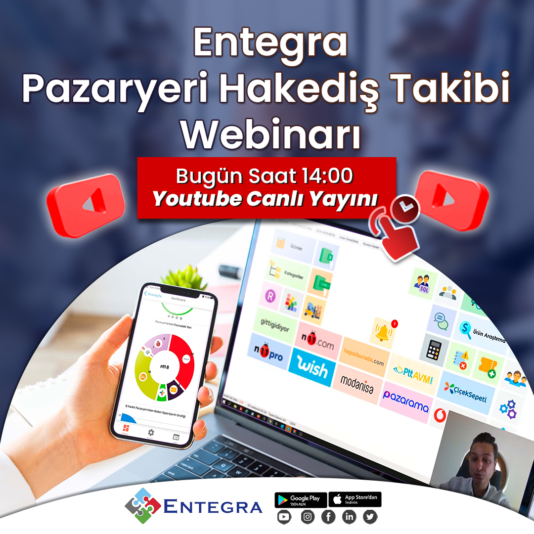 Birazdan canlı yayındayız!

>> youtu.be/jXqYaXQaTpc

#entegra #webinar #pazaryeri #eticaret #entegrasyon #pazaryerihakediş