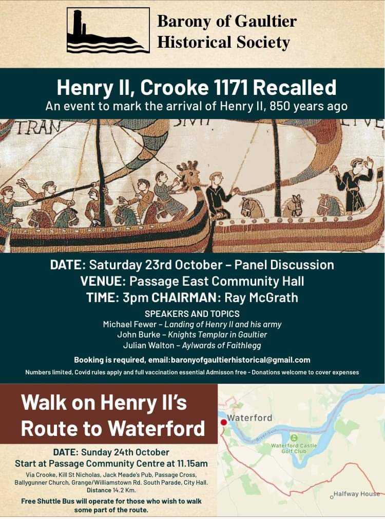 tidesntales's tweet photo. Any rts appreciated.
Henry II, #Crooke #PassageEast 1171 RECALLED. Panel Discussion and walk the probable route to #Waterford City...places are limited but can be booked by emailing baronyofgaultierhistorical@gmail.com https://t.co/4RK1cunl2b