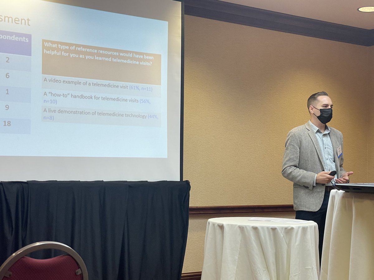 PGY-3 Zack Kosak starting Saturday at #FMEC_2021 talking about our efforts to bring telemedicine training to our interns!