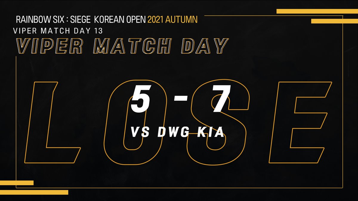 TeamViper_R6's tweet photo. [Korean Open 2021 Autumn Day 13]

@DWGKIA_Esports 과의 리벤지전, 클럽하우스로 가서 아쉽게 역전패 당하게 되었습니다. 정비해서 내일 또 다시 좋은 모습 보여드릴 수 있도록 하겠습니다. GG!

@rainbow6kr https://t.co/QKaviFlsQQ