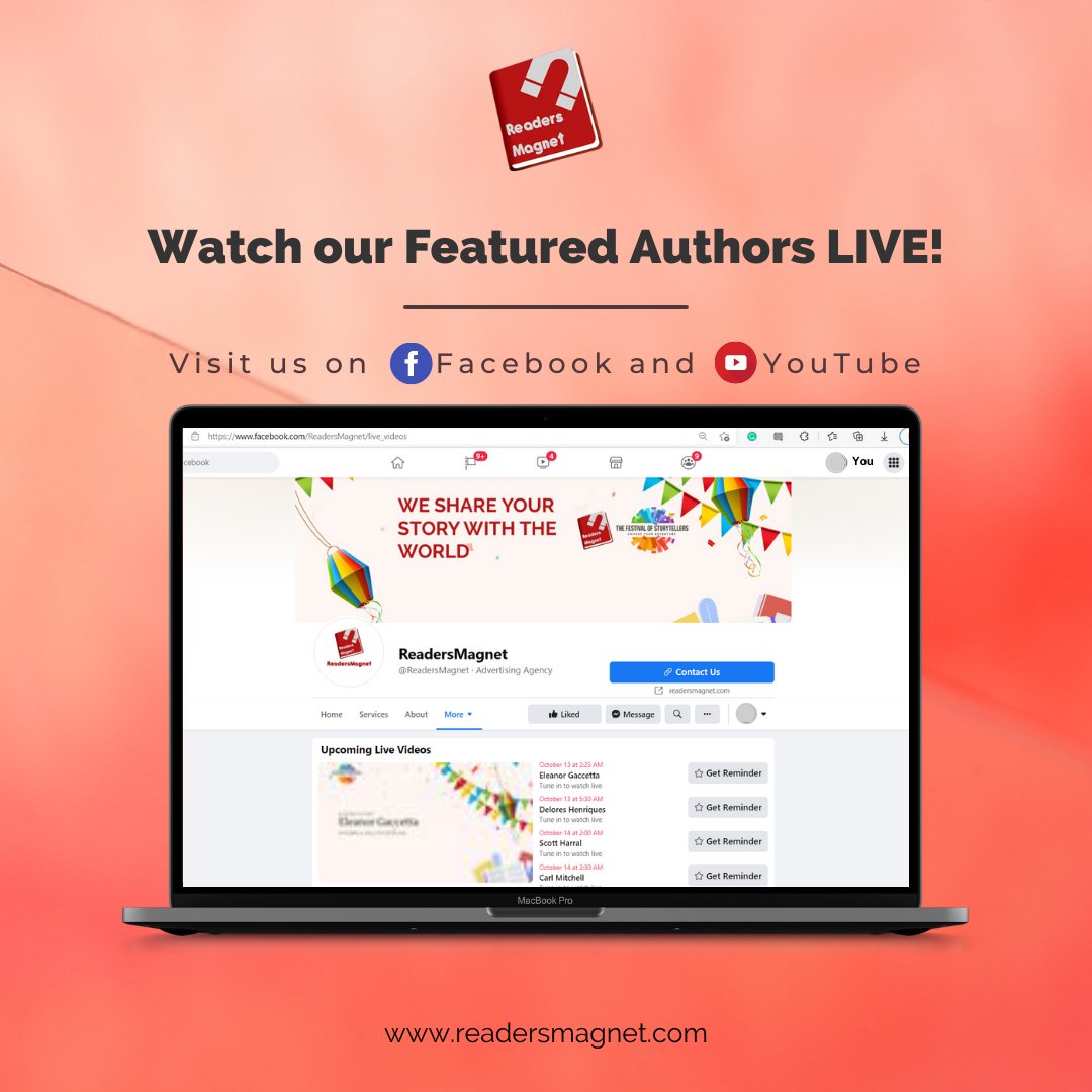 readersmagnet's tweet photo. Wanna know more about our The Festival of Storytellers Season Two Authors?
Check out our Facebook Page and YouTube Channel for our recorded and upcoming live sessions.
FB: https://t.co/i0poJnDrO0
YT: https://t.co/l0du588bd9
#thefestivalofstorytellers #TFOS2021 #readersmagnet https://t.co/iwBhzMFG2x