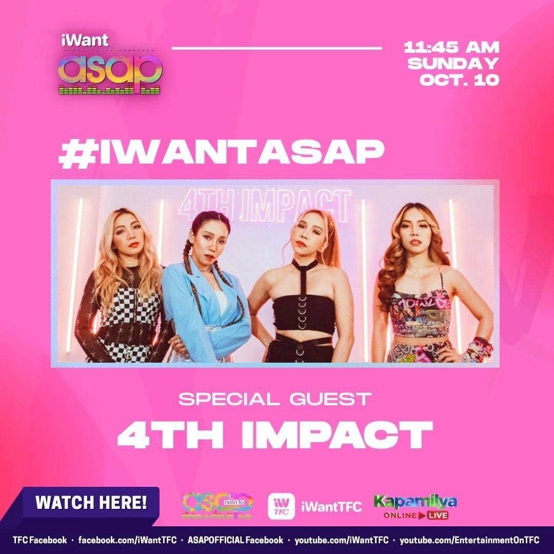 showbtph's tweet photo. Watch @4thImpactMusic's performance at @ASAPOfficial today at 12NN PHT via @ABSCBN Facebook and YouTube channel. See you, Dreamers ✨

#4thImpactAtASAPNatinTo https://t.co/KF8lKBRKjS