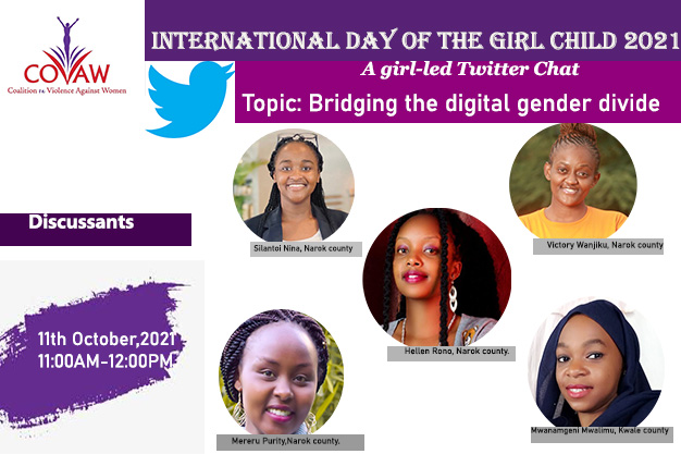 covaw's tweet photo. Join us on 11th October, #InternationalDayoftheGirl  between 11:00am-12:00pm for a girl-led Twitter discussion on how we can bridge the digital gender divide. #digitalinclusion4all #freetobeonline @UN_Women @OrchidProject @voicetweetz @UAFAfrica @MannionDaniels @WairiMunyinyi https://t.co/rgxuCQvjgn