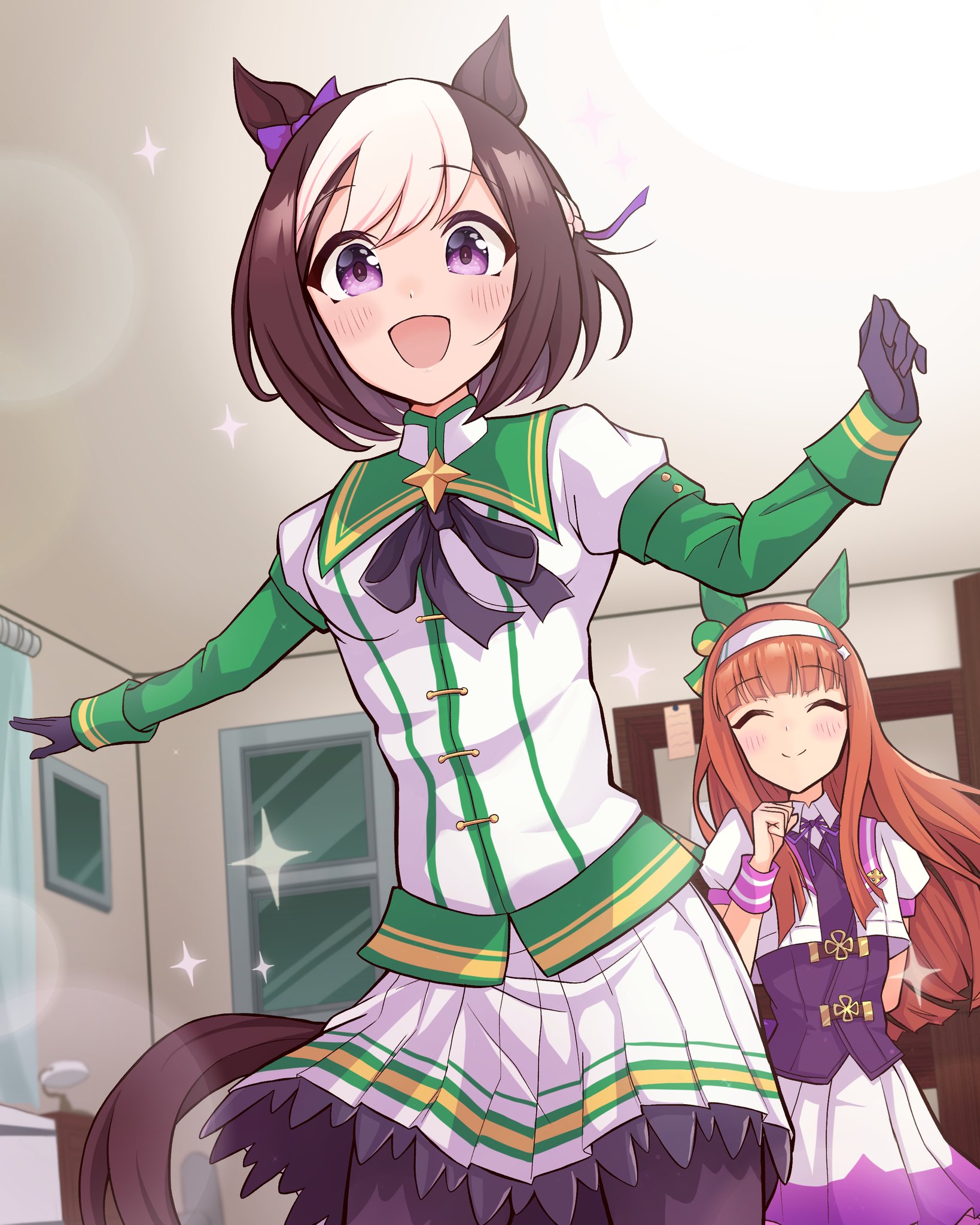 ウマ娘 お互いの勝負服を着てみるスペちゃんとスズカ イラスト ウマ娘うまぴょいまとめ