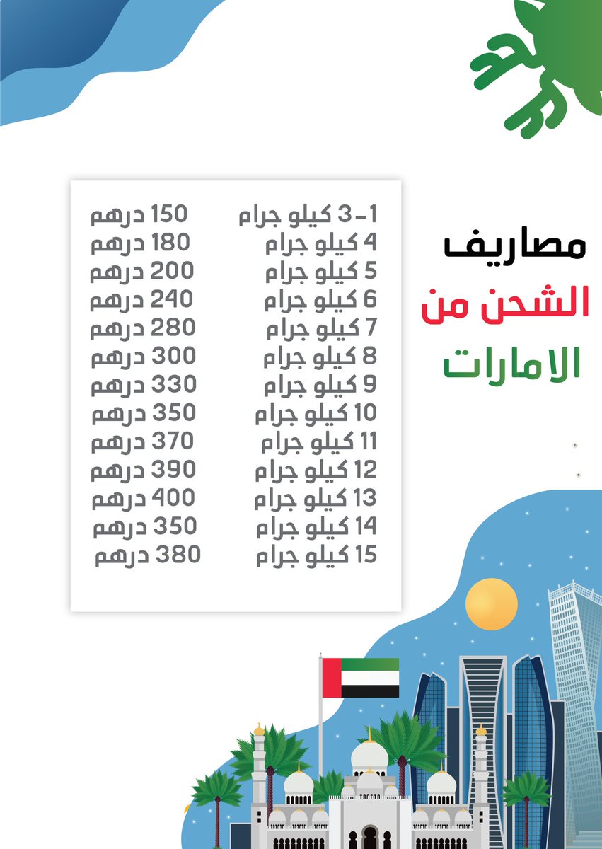 مصاريف الشحن من الامارات 🇦🇪🎌