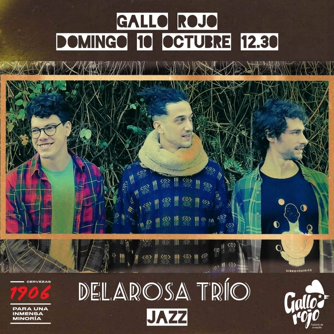También nos gusta terminar el fin de semana con buena música, en este caso de la mano de Delarosa Trío 🎶

Nos traen un repertorio en el que se suman diferentes tipos de temas entre standars de jazz, jazz funk y arreglos propios. 🎸

👉 Entrada libre hasta completar aforo.