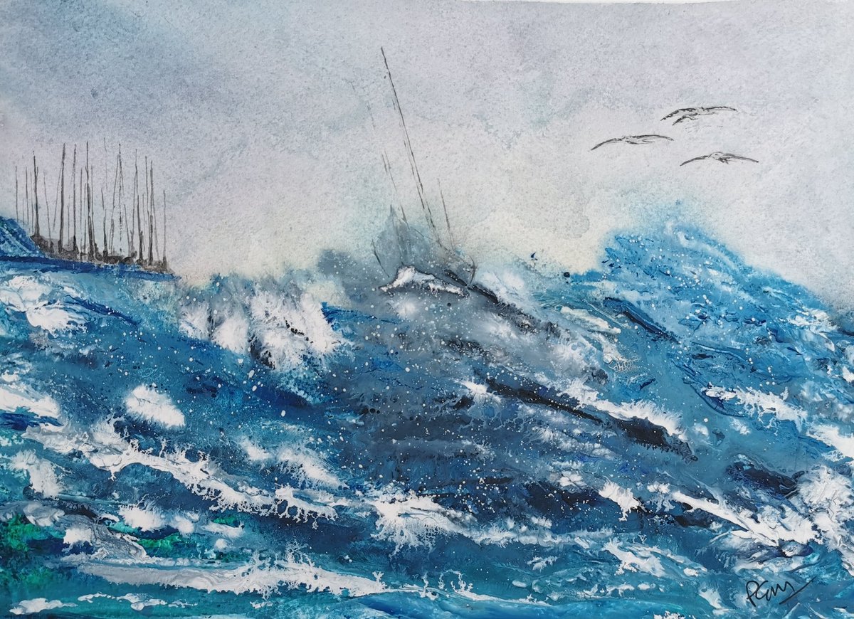 'Seeking refuge'
#art #watercolor #watercolorpainting #artistsoninstagram #painting #paintingoftheday #roughsea #sailing #sailinginstagram #semiabstractlandscape #impressionism #impressionistart 
All original paintings dm if interested in purchasing prices start from £20 plus pp