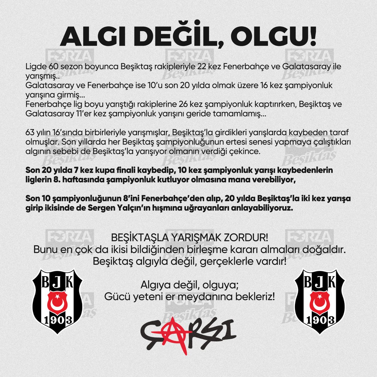 derilerin kimi gerçeklerin gizlenmesinde etkili olduğu aşikardır... 
veriler olduğu sürece gerçekleri ortadan kaldıramazsınız.
"insan kısım kısım, yer damar damar!"

algı değil, olgu!

#SizAlayınızBizBJK