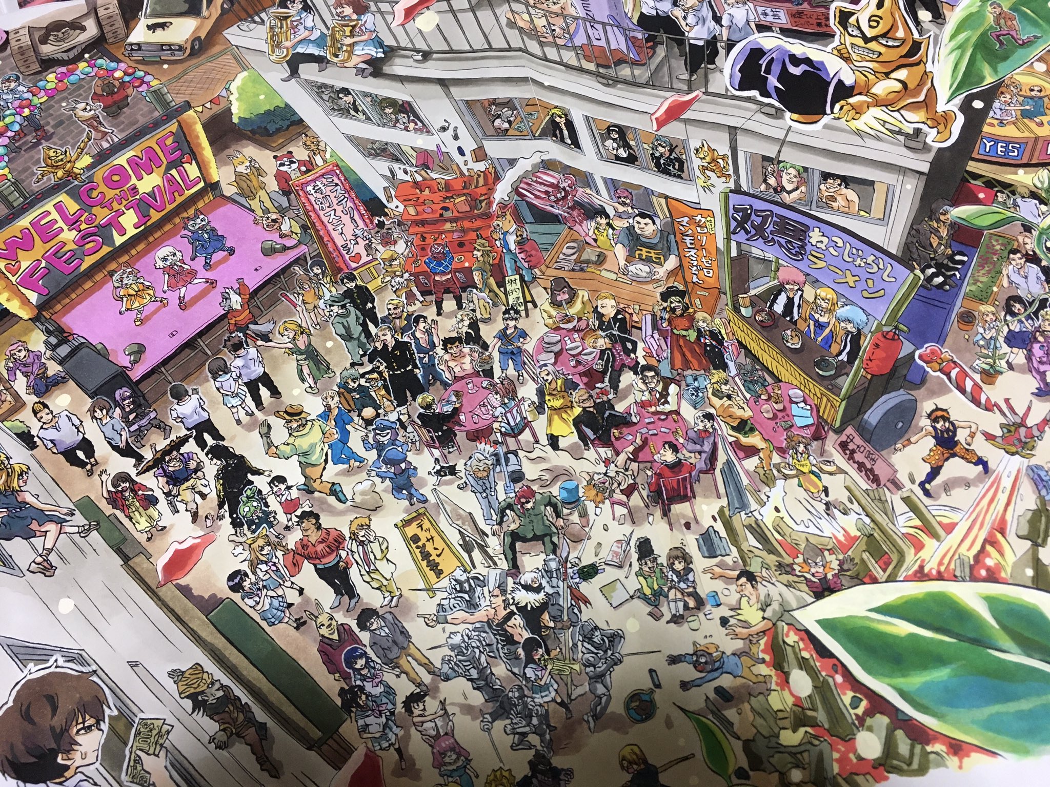つちやま 完成した 最近見て面白かったアニメ８作品の集合イラスト 集合させすぎやろという声が聞こえてくる気がしなくもない 今までで一番大きなb3 疲れた 東京卍リベンジャーズ ジョジョの奇妙な冒険 オッドタクシー 氷菓 あしたのジョー
