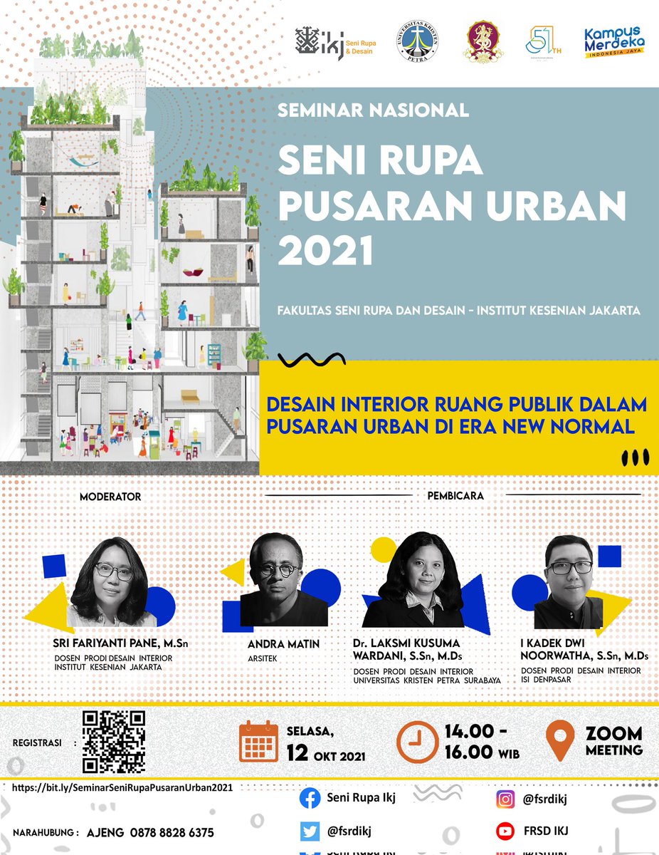 ..Institut Kesenian Jakarta present..

Seminar Nasional 
SENI RUPA PUSARAN URBAN 2021

Link pendaftaran:
bit.ly/SeminarSeniRup…