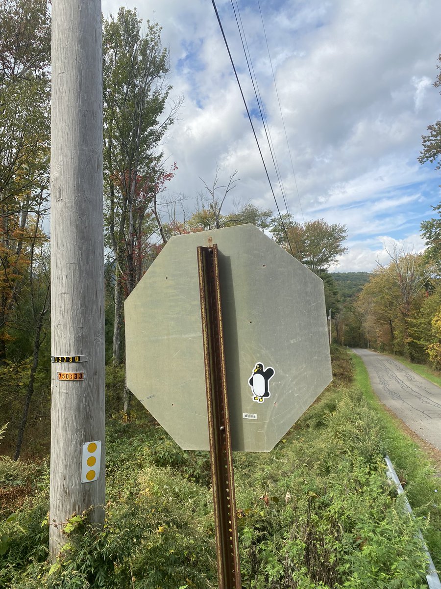 Stukuls's tweet photo. I see Penguins everywhere!

#birdwatching #krumville #weekend #catskills #deepcatskills #roadslikethese #graffiti #cycling #upstate #upstateNY #ulstercounty #olivebridge #stickers #business #smallusiness #penguin #penguins https://t.co/i5OsA8s8Vd