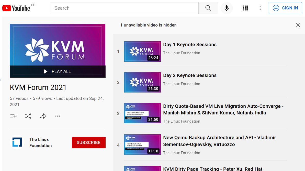 kernellogger's tweet photo. Interested in #KVM, #QEMU and related areas? Then check out the material from this years KVM Forum held last month.

Slidedecks can be found via the schedule page: https://t.co/5faN3TVchM

Recordings can be found on #YouTube: https://t.co/dEY2jot9KH https://t.co/ZgmaYPvzD9