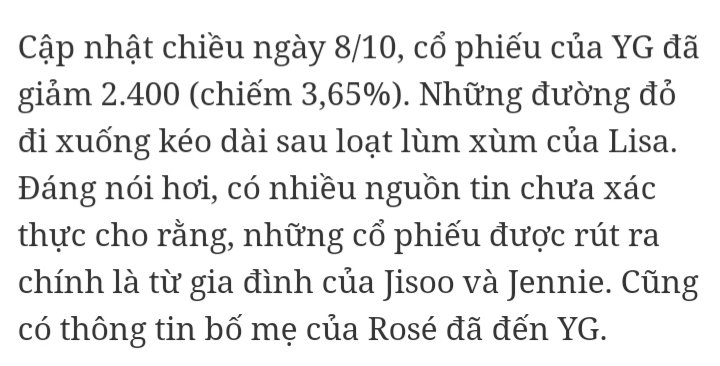 Dù chỉ là tin đồn kh có bằng chứng thôi nhưng mà như v đủ thấy YG lm v là sai lầm to r nhá. 
#BeFairToLISA
#YGLetLisadoHerWork 
#YGTalkToUs