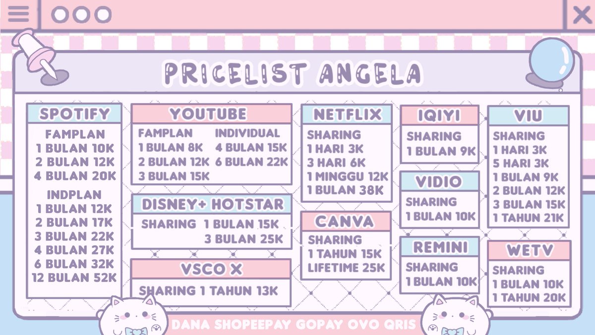 halo kak—! aku jual apps premium murah dan legal nih (•ө•)♡

🧁 trusted 1OO%
🧁 legal, bukan mod/link!
🧁 full garansi ✧
🧁 testi on pinned

💸 dana ovo gopay shopeepay qris
💌 DM for order ♡ 
#zonauang #zonaba
