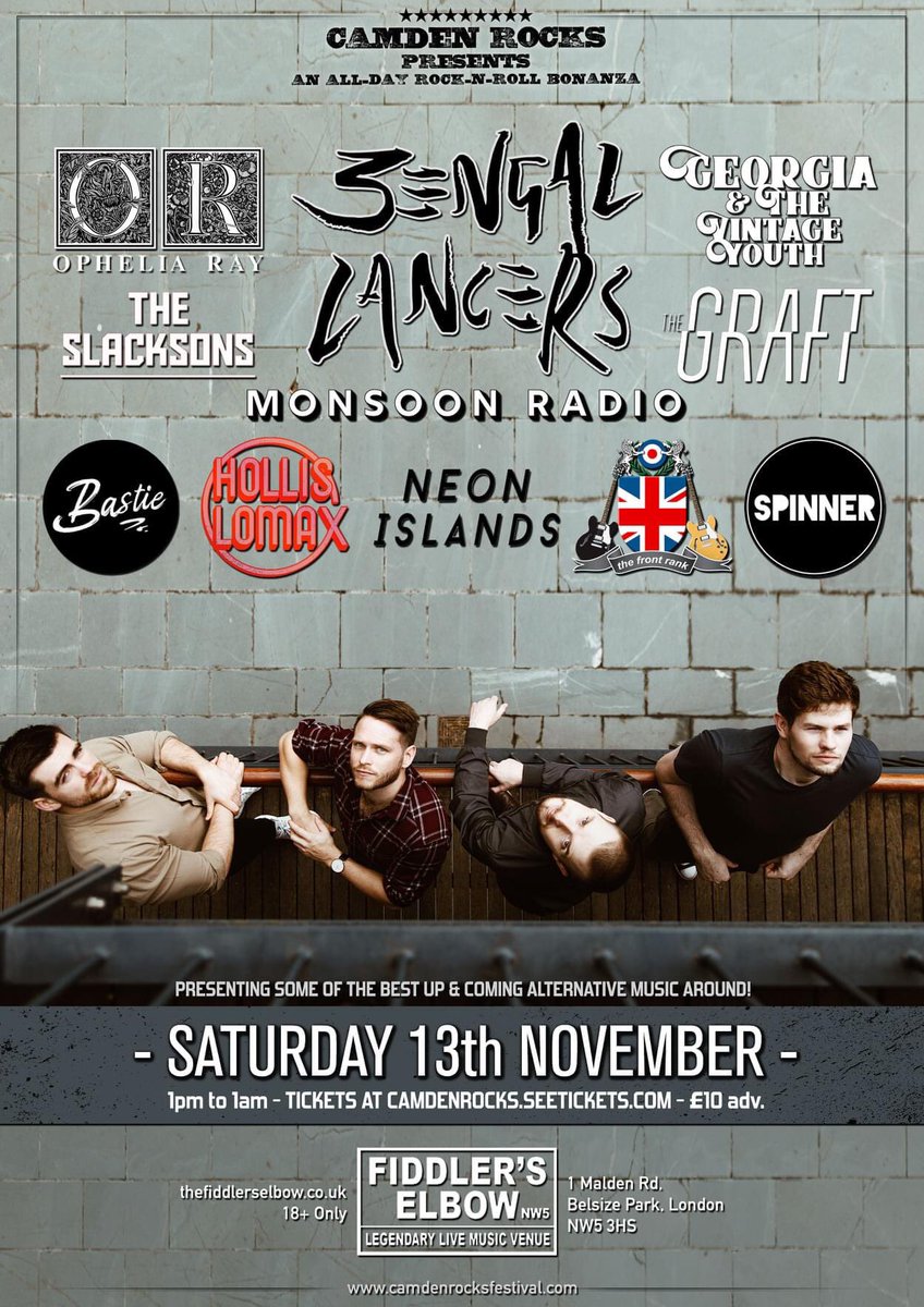 spinnertweet's tweet image. SPINNER kicking off for @CamdenRocksFest Rocks on Sat 13 Nov - DM your name to get on the £7 cheap list for this alldayer! #supportlivemusic #spinnermusicuk