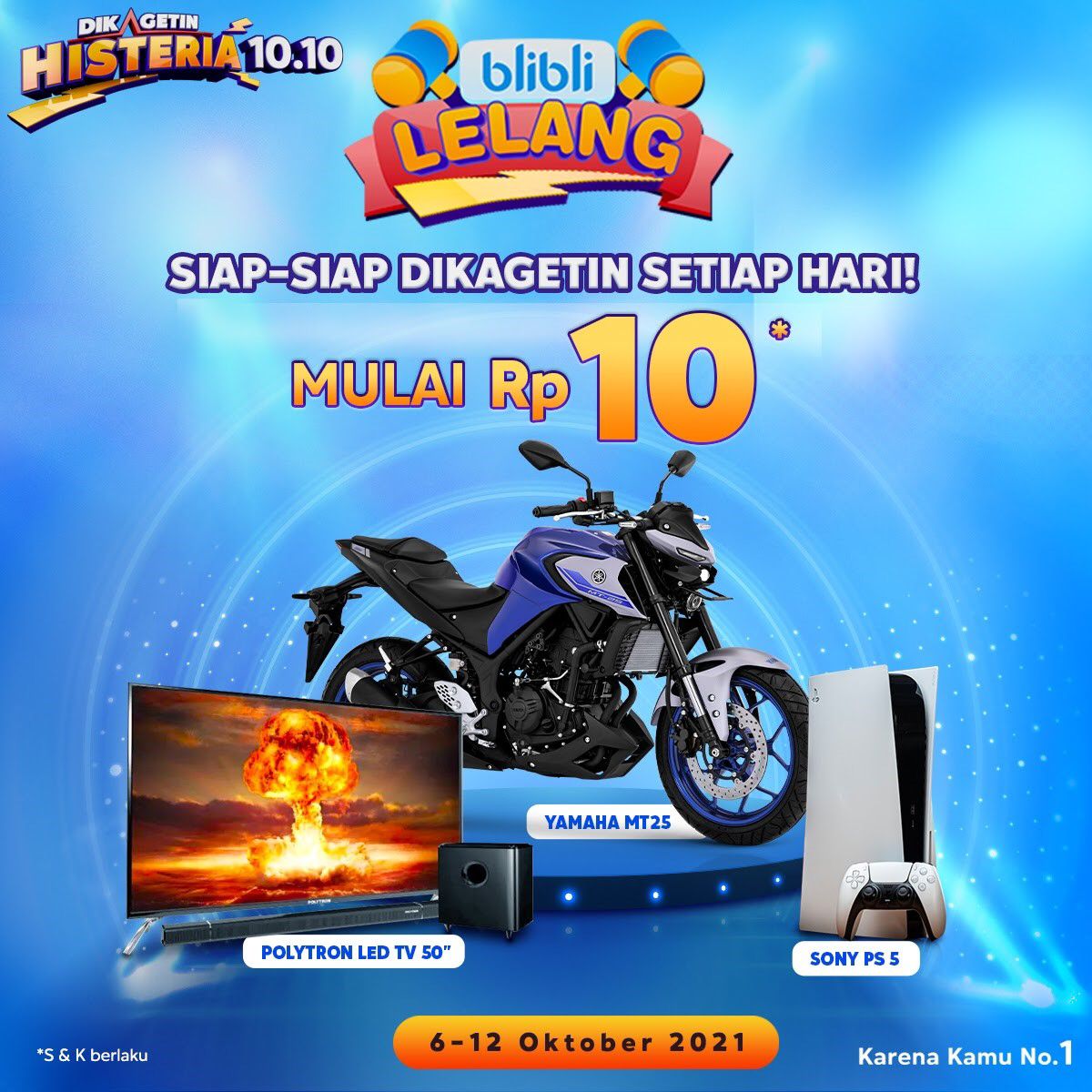 Keren banget sih #DikagetinHisteria1010 bisa ikut lelang HP, PS5 sampe MOTOR mulai dari Rp10. Kalo mau ikutan follow <a href="/bliblidotcom/">Blibli</a>, trus cek info lebih lengkapnya di
blib.li/histeria-tt