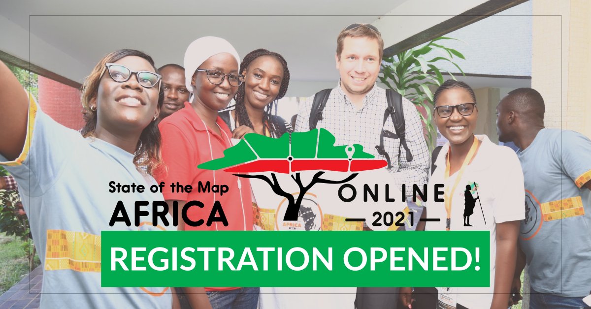 Les inscriptions sont maintenant ouvertes pour la conférence The State of the Map Africa 2021.  Vous pouvez obtenir l'un des billets gratuits ou bien l'un des coupons de soutien à 50$ ou 150$ pour soutenir la conférence.
Inscrivez-vous dès maintenant ici eventbrite.com/e/state-of-the…