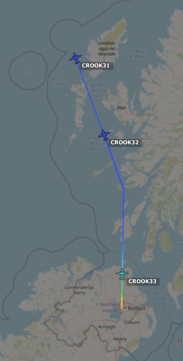 TheSnoopySnoop's tweet photo. ⚡️Trio of #USArmy #Beech300 #SuperKingAir stopped by #Belfast
#Aldergrove
#NorthernIreland from #Paris for gas on the way to #Keflavik #Iceland ⚡️
#CROOK31 #A10812 #N166BA
#CROOK32 #ACA650 #N914JA
#CROOK33 #AADFB5 #N80BZ
#haveglass #planespotting #avgeek #MilAir https://t.co/5pP5bqGXE0
