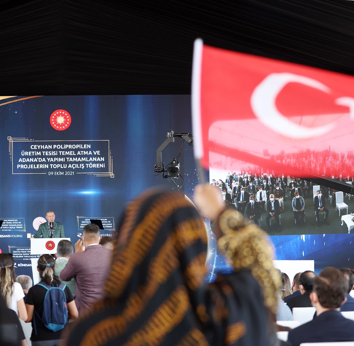 Akparti's tweet photo. Cumhurbaşkanımız Recep Tayyip Erdoğan, Ceyhan Polipropilen Üretim Tesisi Temel Atma ve Adana'da Yapımı Tamamlanan Projelerin Toplu Açılış Töreni'ne katıldı. https://t.co/DKDmYBGwg5