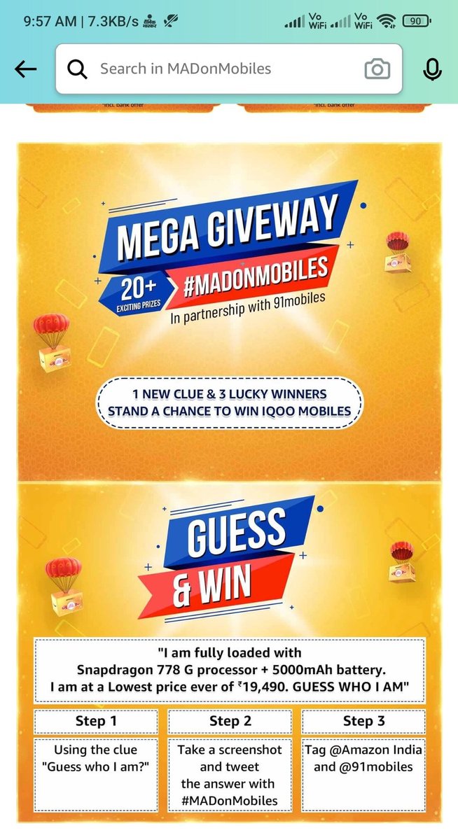 diva_tulipss's tweet image. #AmazonMADDealsOnMobiles 

Hi, I am iQOO Z5 5G because I am fully loaded with Snapdragon 778G processor + 5000mAh battery. I am at a lowest price ever of ₹19,490 only at @amazonIN #MADonMobiles 
@91mobiles