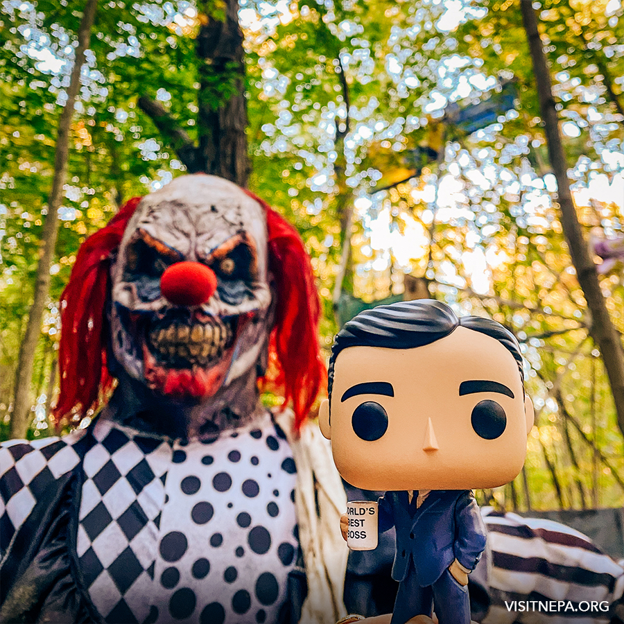 VisitLackawanna's tweet photo. As the sun was setting, Michael, Dwight, and Creed ventured into the Reaper's forest for a "behind the scenes" tour of Reaper's Revenge Haunted Hayride and Attractions! 💀 

⭐ Visit our FB Page for the full post! ⭐

🗺https://t.co/c0wJPTCbeJ

#theoffice #dundermifflin https://t.co/aR8CnWBCNF