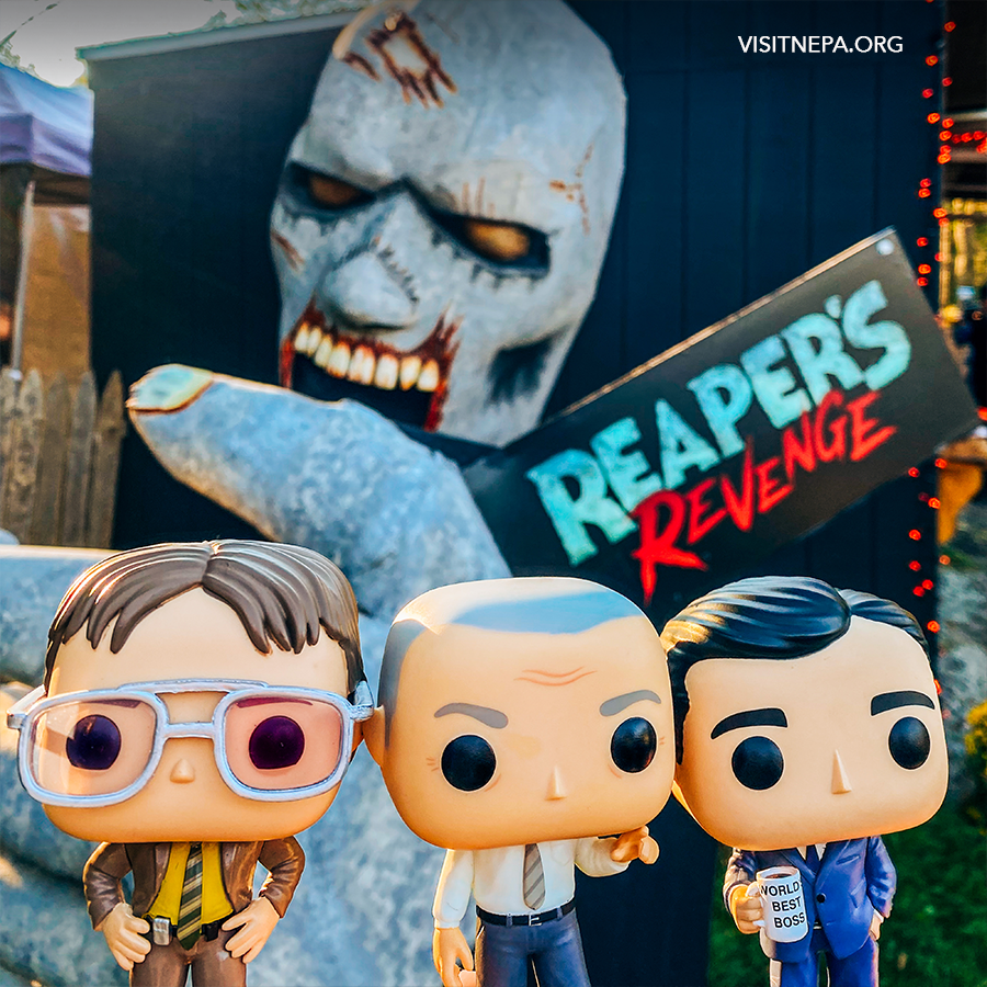 VisitLackawanna's tweet photo. As the sun was setting, Michael, Dwight, and Creed ventured into the Reaper's forest for a "behind the scenes" tour of Reaper's Revenge Haunted Hayride and Attractions! 💀 

⭐ Visit our FB Page for the full post! ⭐

🗺https://t.co/c0wJPTCbeJ

#theoffice #dundermifflin https://t.co/aR8CnWBCNF