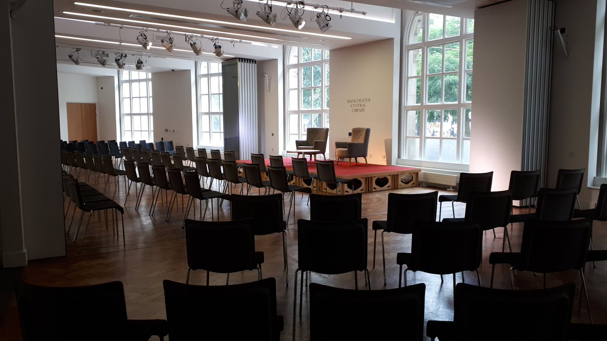 Everything ready for the <a href="/McrLitFest/">Manchester Literature Festival | ON BLUESKY</a> event tonight with <a href="/Wintersonworld/">JEANETTE WINTERSON</a> in conversation with <a href="/katefeld/">Kate Feld</a>. Great to have live events back! <a href="/newwritingMCR/">CentreForNewWriting</a> <a href="/UoMCreativeMCR/">Creative Manchester</a> <a href="/McrWritingSchl/">Manchester Writing School</a> <a href="/MCRCityofLit/">Manchester City of Literature</a> <a href="/macinnes_neil/">Neil MacInnes OBE</a> <a href="/RabnawazA/">Councillor Rabnawaz Akbar</a> <a href="/MccFionaW/">Fiona Worrall</a> <a href="/HOME_mcr/">HOME</a>