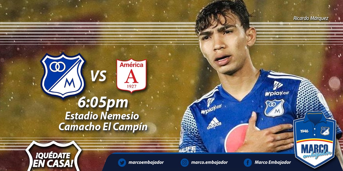 MarcoEmbajador's tweet photo. Hoy es sábado de fútbol! Vamos al Campín a ver a Millos, a encontrarnos con el primer amor. 📆 Fecha 13 #LigaBetPlay ⚽ Millos vs América ⏱️6:05 pm 🏟️ Estadio El Campín 📺 Win+ #Millonarios #MarcoEmbajador #Unibam #SiempreSiempreMillonarios #FamiliaAzul #ElEquipoDeGamero #Azul https://t.co/xbvRb0VZne