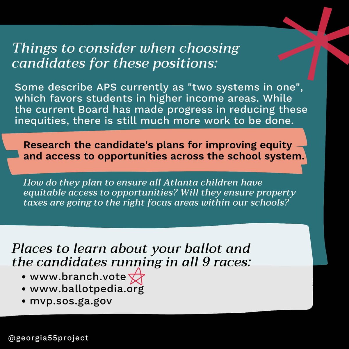 ga55project's tweet photo. 4/4 Make a plan to vote - early voting starts on TUES. 10/12! And don't forget to vote prepared - head to https://t.co/mjUfE5YUBy to preview your specific ballot, compare candidates on key issues, and even save your faves (link in bio) 🍑🏙️🗳️ https://t.co/sR57duju3A
