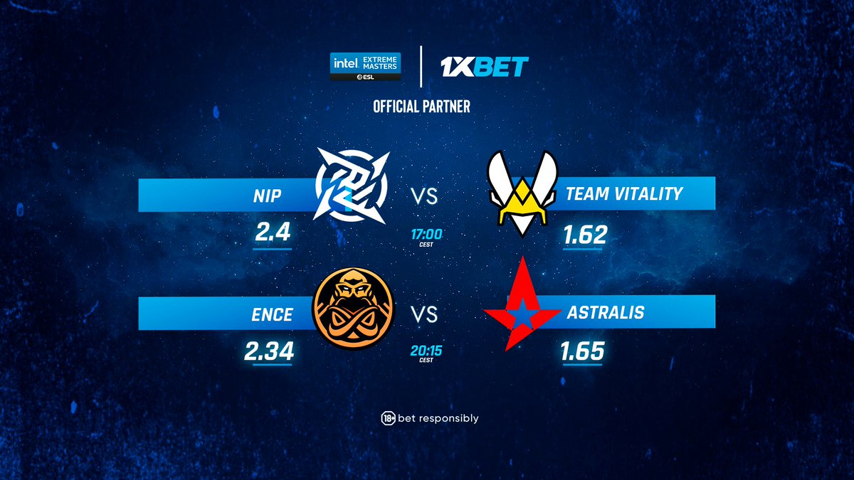 1xBet_Esports's tweet photo. IEM Fall EU – SEMI-FINALS!

17:00 - NiP vs Team Vitality;
20:15 - ENCE vs Astralis.

🏆Pick the winner - https://t.co/IddRAEMEQ4 https://t.co/c0nfqa6UtA