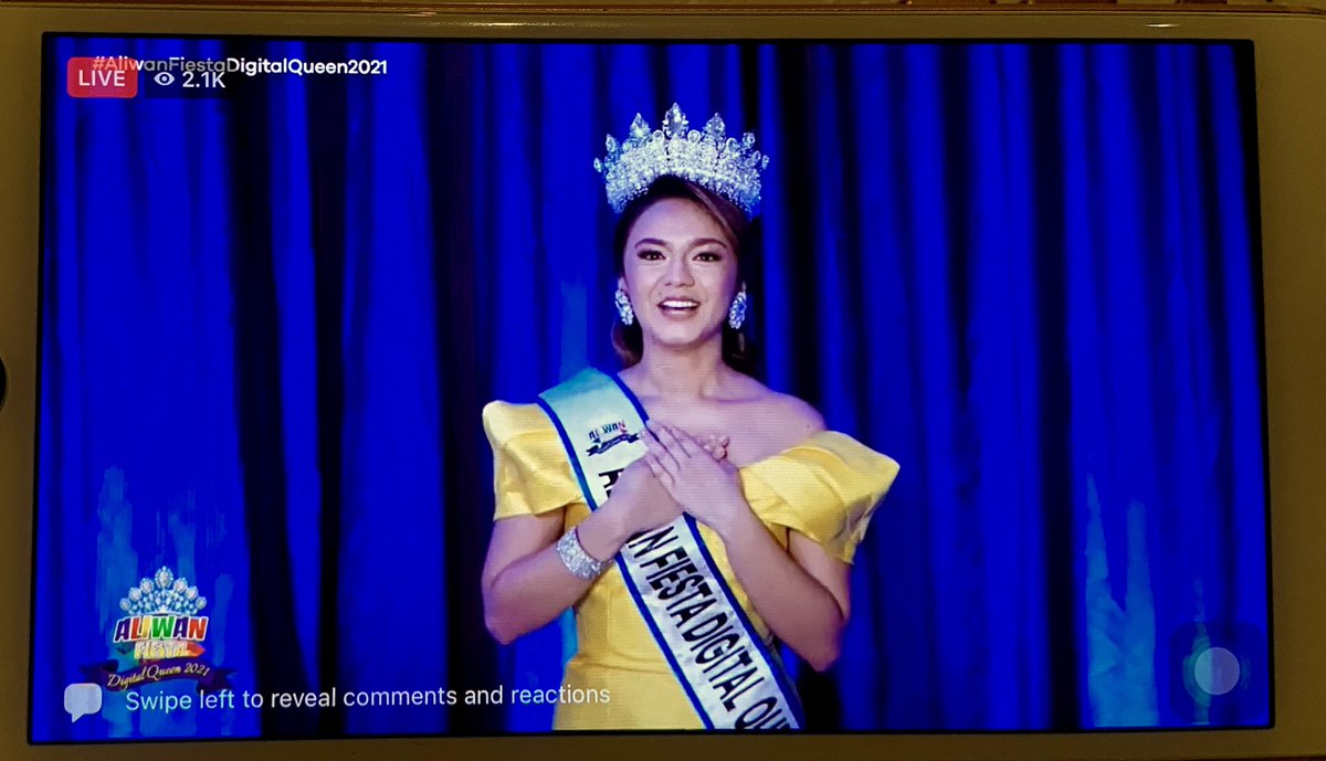 aliwanfiesta's tweet photo. Congratulations, Shanyl Kayle Hofer of Minglanilla, Cebu for winning the #AliwanFiestaDigitalQueen2021.
1st Runner-Up: Chynna Kaye Plaza Verosil of Pangasinan
2nd Runner-Up: Vije Matias of
San Manuel, Isabela
#QueensforaCause https://t.co/XqmRPAIxIU