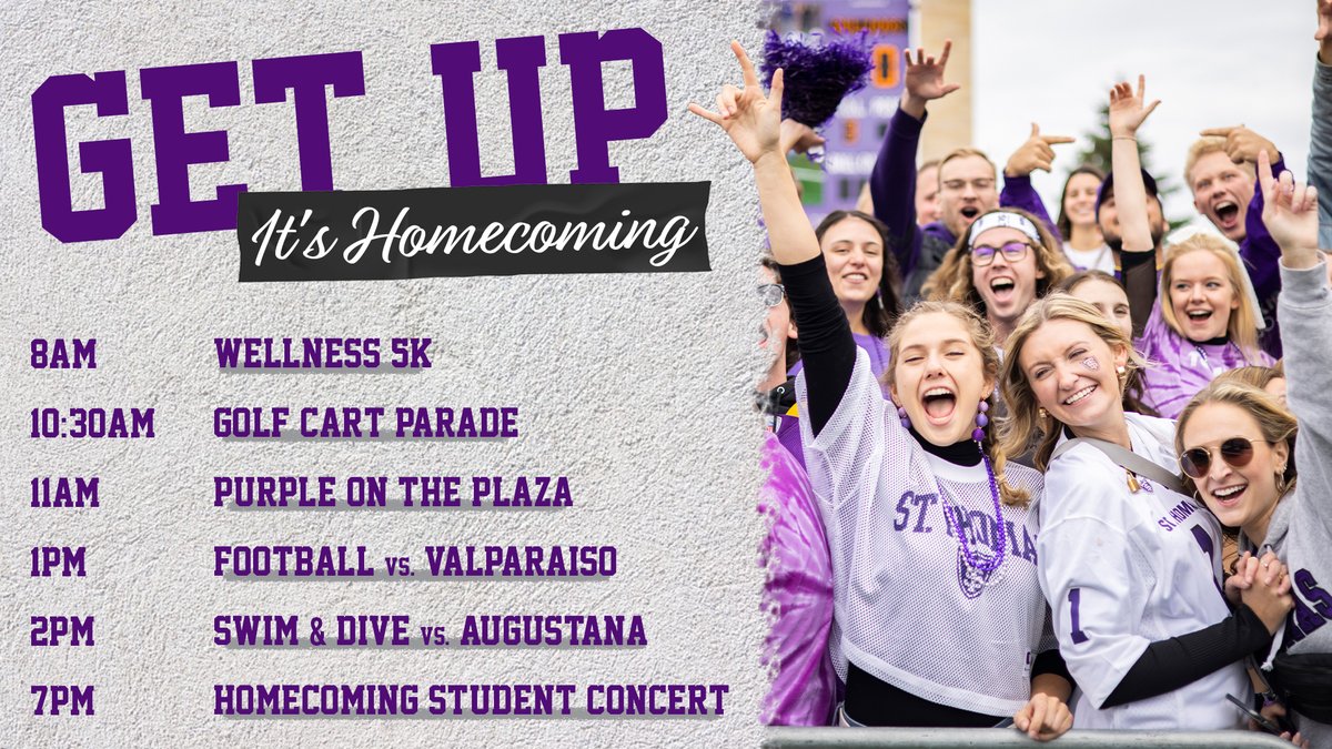 TommieAthletics's tweet photo. Get on up! It's Homecoming Saturday! #RollToms https://t.co/mpsWNk4D64