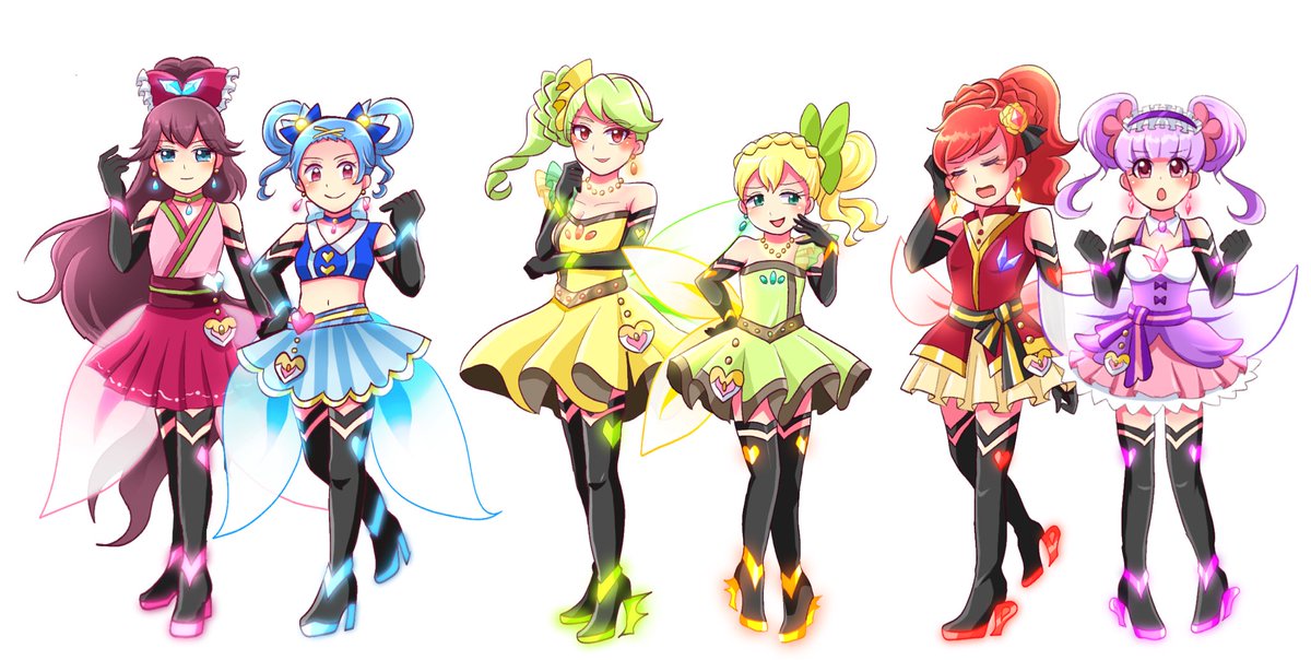 立ち絵並べてみると達成感が出るやつ。#オリキュア 新オリキュア