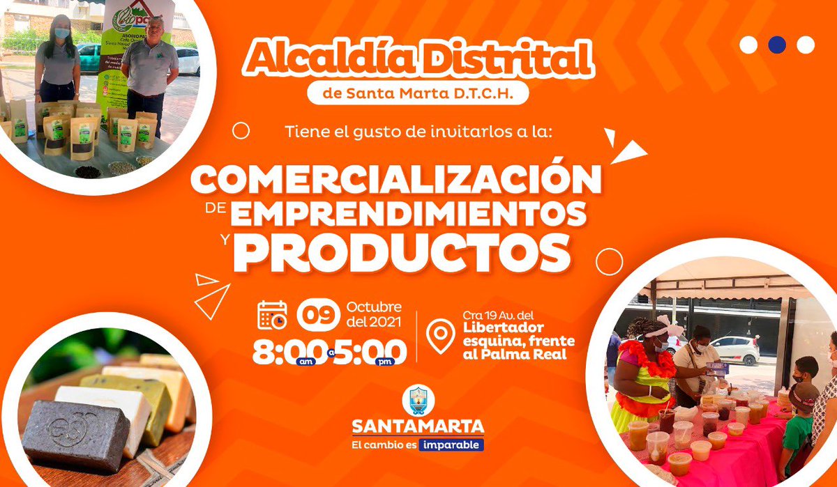 DesarrolloSMR's tweet photo. ¿Ya tienes #TuPlan de hoy?🤔
Te esperamos en la comercialización de productos y emprendimientos. 
Estaremos en la carrera 19 av. Del Libertador frente al Palma Real hasta las 5:00 p.m.

¡Apoyemos el emprendimiento local!✊ https://t.co/msP0UIavfR