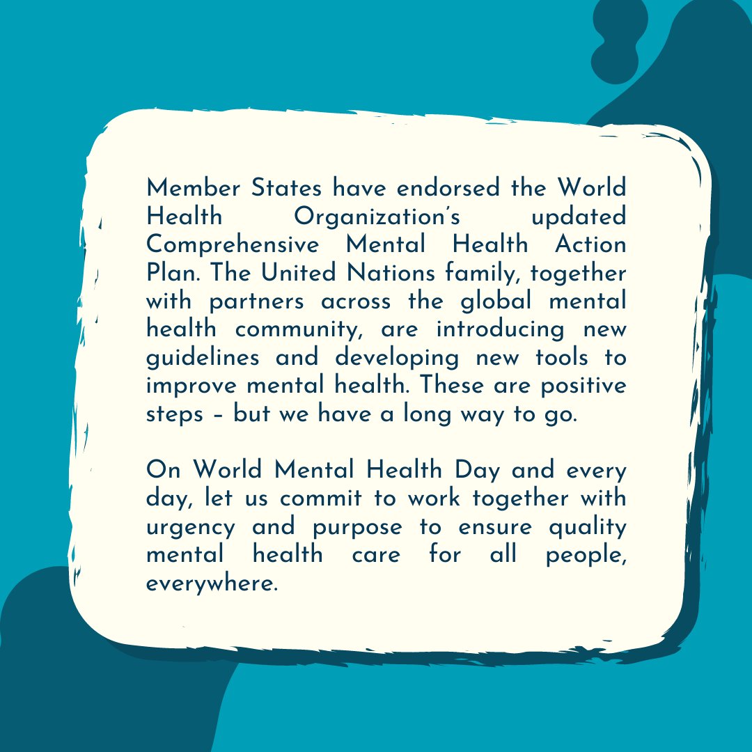 Message from UN Secretary General : The Call to Action for WMHD 2021 Swipe to read the entire message and know more about the WFMH  Global Campaign at wmhd2021.com .  #WMHD2021 #GlobalYouthConclave #TogetherWeCanMakeADifference #MentalHealthinanUnequalWorld