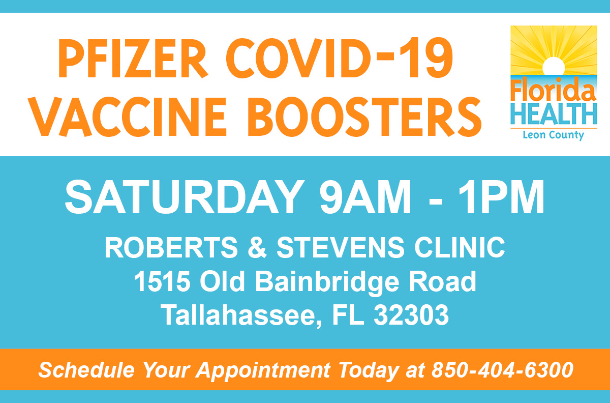 healthyleonfl's tweet photo. DOH Leon is vaccinating today (10/9) from 9am-1pm, 1515 Old Bainbridge Road. It is not too late to schedule an appointment for the Pfizer booster shot. https://t.co/juJArNyIWX