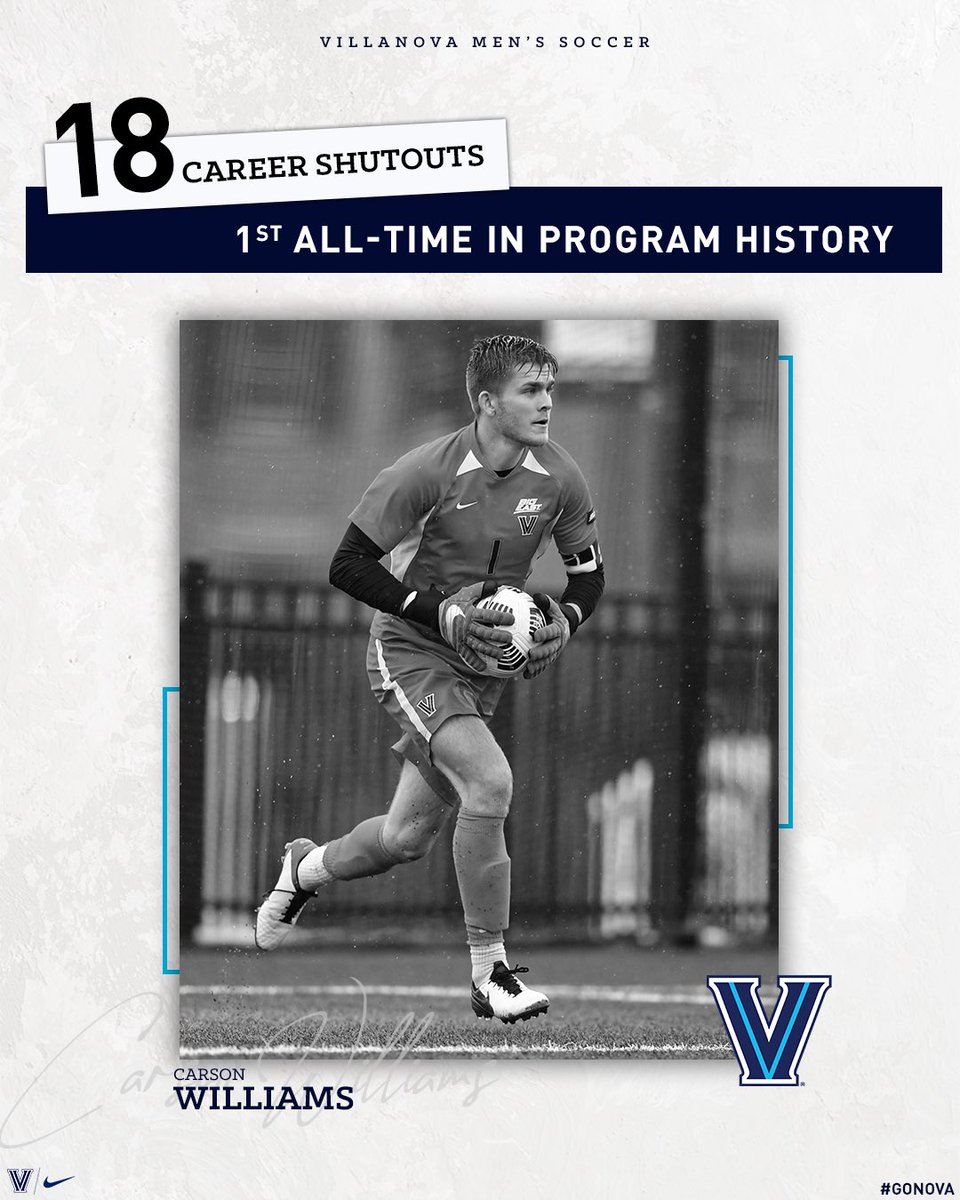 NovaMSoccer's tweet image. Carson Williams recorded his 18th career shutout in the win over UConn, moving him into the top spot in career shutouts in program history! #GoNova