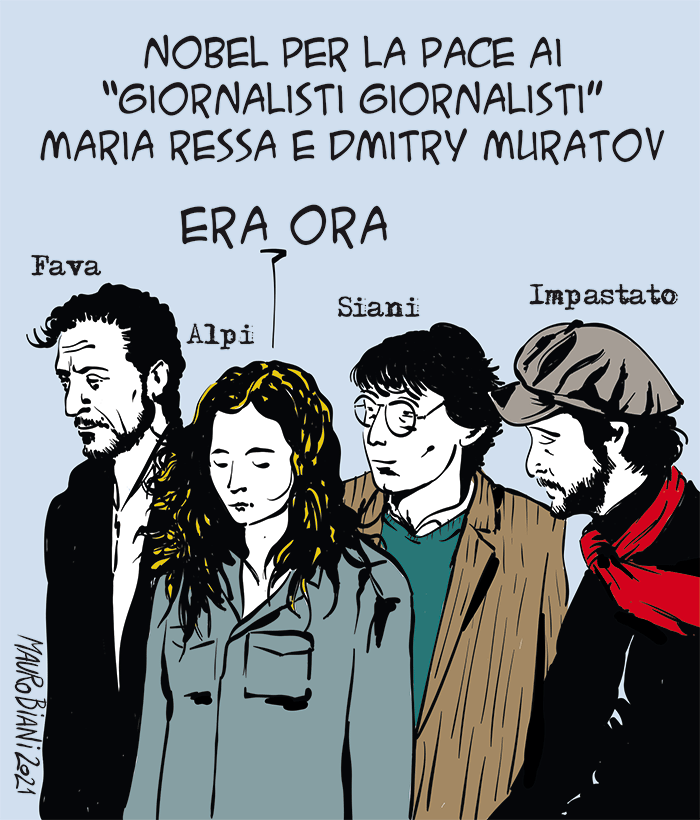 #NobelPeacePrize #MariaRessa #DmitryMuratov  <a href="/mariaressa/">Maria Ressa</a> <a href="/novaja_gazeta/">Новая Газета</a> #giornalistigiornalisti #democrazia
Commenti.
Oggi su <a href="/repubblica/">Repubblica</a>