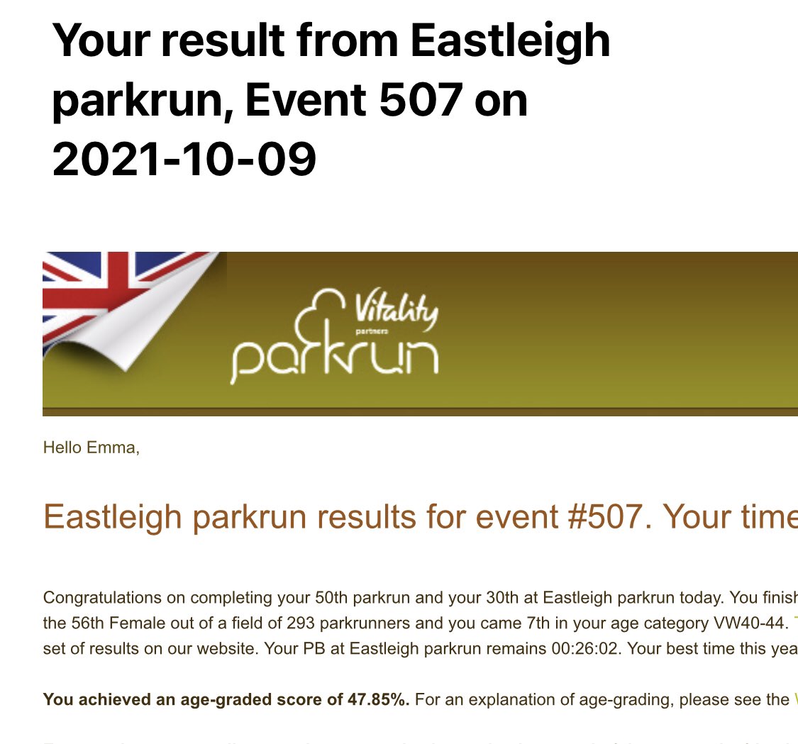 twinklemitchell's tweet photo. A milestone run @eleighparkrun - number 50!! Difficult to run sometimes when you’re on shifts or tired after a late finish, but this feels like an achievement and Parkrun is such a great motivator. Set me up for tonight’s late shift!! @runners_blue #parkrun50 #bluelightrunners https://t.co/oAzTAU3GBn
