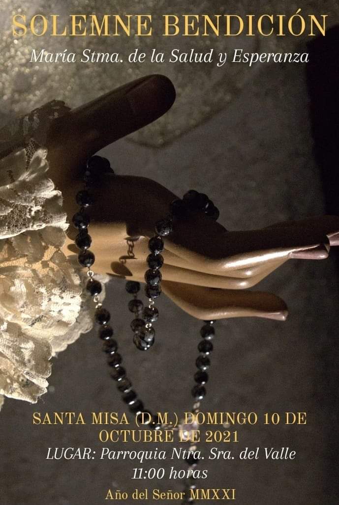 VeraCruzAlcal's tweet photo. BENDICIÓN DE MARÍA SANTÍSIMA DE LA SALUD Y ESPERANZA.

Mañana tendrá lugar en la Iglesia Parroquial la bendición de María Santísima de la Salud y Esperanza, obra de nuestro hermano Antonio Moreno Rivera. https://t.co/Je73QMKGaX