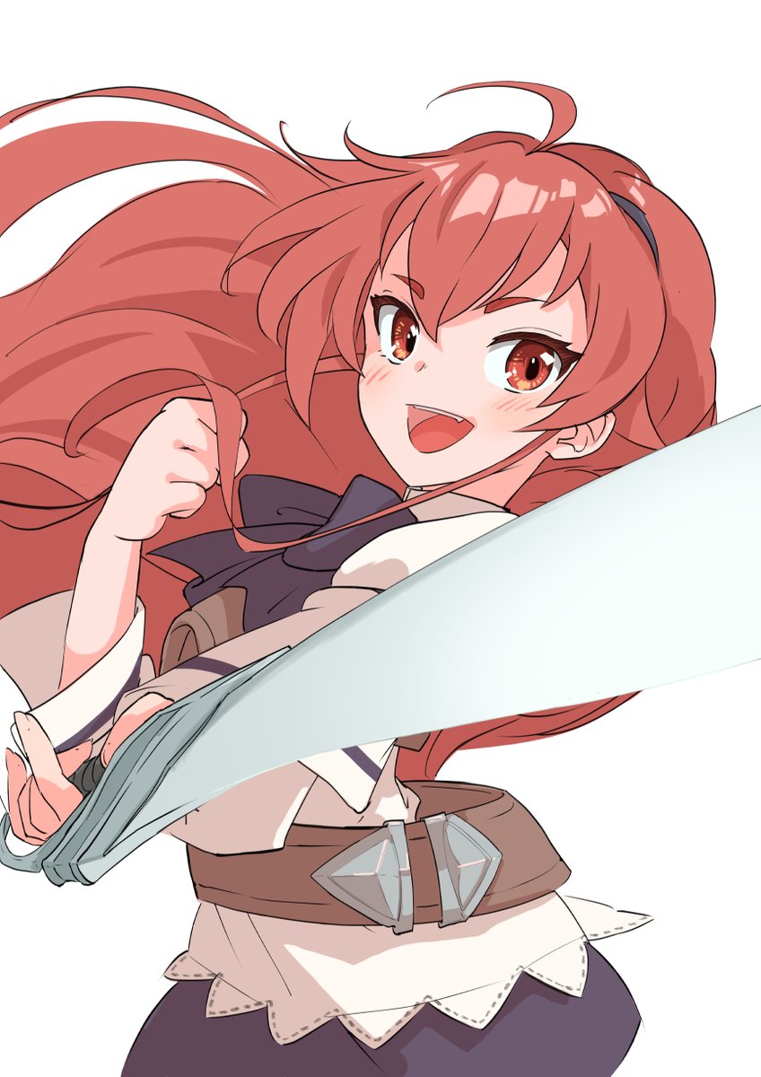 eris greyrat 1girl weapon sword long hair solo red hair holding weapon  illustration images