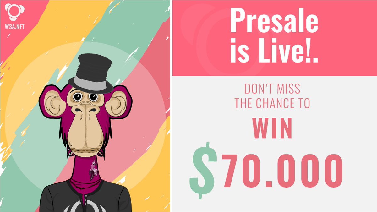 W3Apes's tweet photo. #GIVEAWAY
Buy 1 Get 1 Free
Followers also get Free #NFTs
Follow +RT + Like https://t.co/tI0V9Wnxmo
Presale price : 30 MATIC
Public sale price 100 MATIC
Don't miss the chance to Win $70K Giveaway.

#NFT #NFTGiveaways #NFTcollection #NFTartwork #NFTartists #nftcollector #NFTdrop https://t.co/jWBx1MaGxr