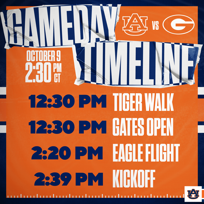 AuburnFootball's tweet photo. 𝐈𝐓'𝐒 𝐆𝐀𝐌𝐄𝐃𝐀𝐘!

📍: Auburn, AL.
⌚️: 2:30 p.m. CT
📺: CBS

#WarEagle | #AuburnMade