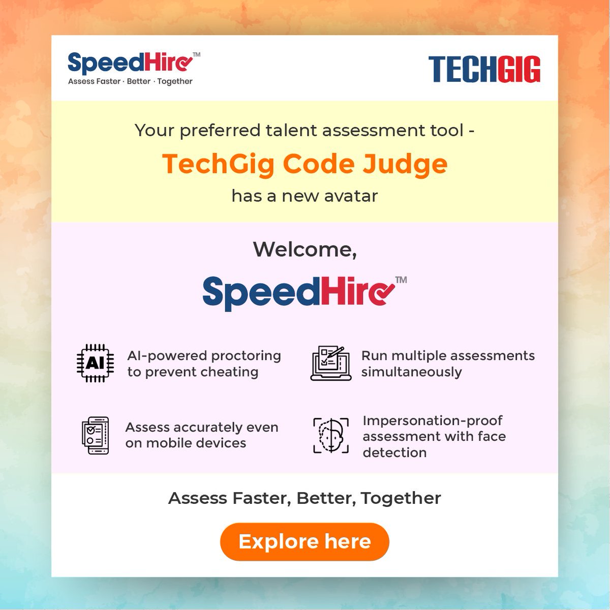 speed_hire's tweet photo. Code Judge is now SpeedHire!
#SpeedHire is an AI-powered technical assessment tool that helps you scout the best-skilled candidates in the quickest turnaround times. Want to know more? Visit -> https://t.co/0HoCKrsFHi
#AssessmentSimplified #TechHiring #TechTalent #RemoteHiring https://t.co/JK7MLCTiKT